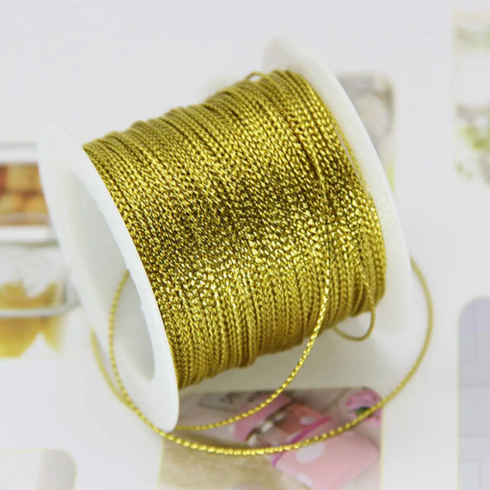 20 м Золотая проволока веревка для праздничных флажков полиэфирное волокно шнур шарик для изготовление браслета ожерелья для швейные принадлежности "сделай сам" - Цвет: Золотой