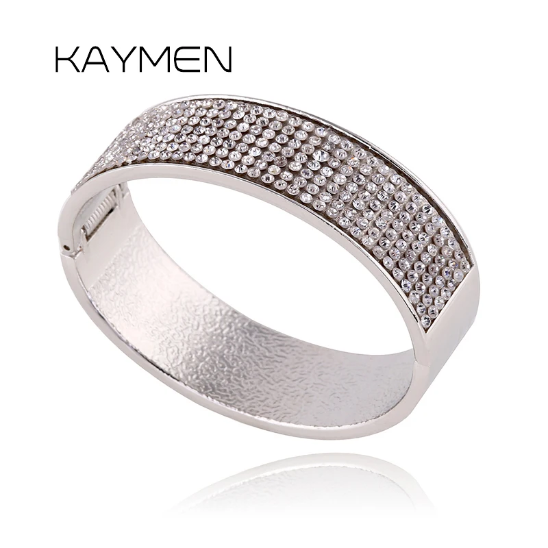 

Newest Silver Plated Round or Oval Shape Cuff Bangle for Women Fashion Full Rhinestones Nice Classical Bangle Bracelet