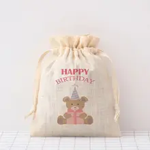 50 шт Персонализированные счастливый день рождения, детский душ для подарка сумки Drawstring сумка сумки для конфет из хлопка пользовательское имя, дата вечерние decoratio