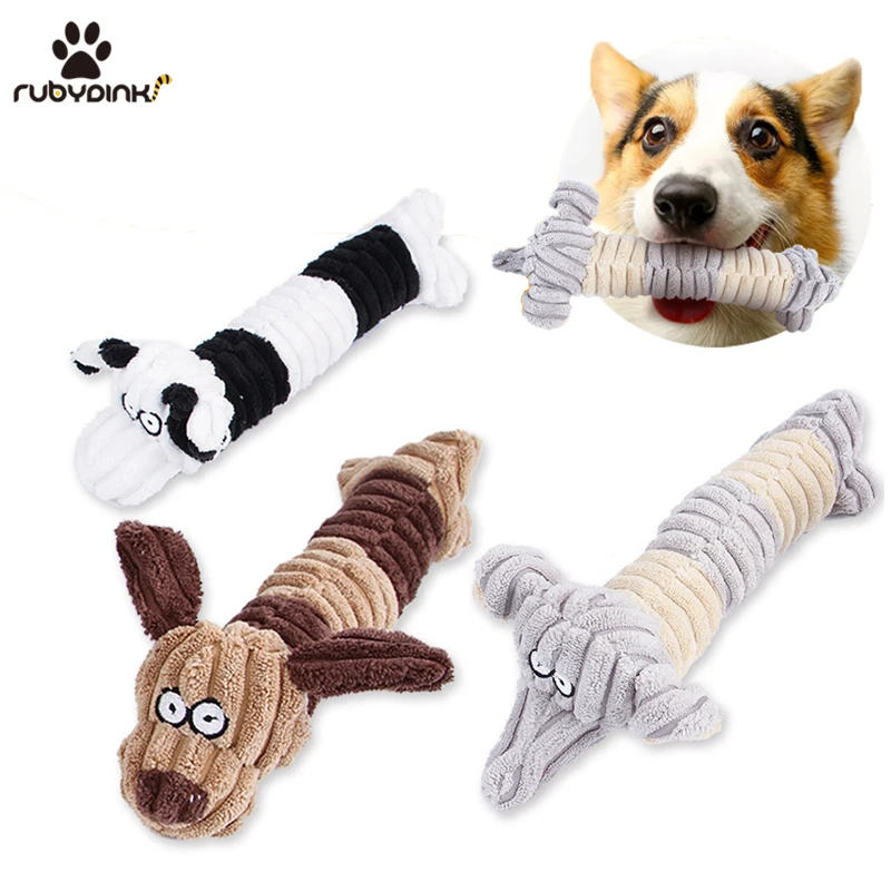 

Chew Toys Dog Puppy Plush Toys Chewing Sound Molar Bite Grinding Teddy Labrador Dog Animal Shape for Small Dogs Cat by Rubydink