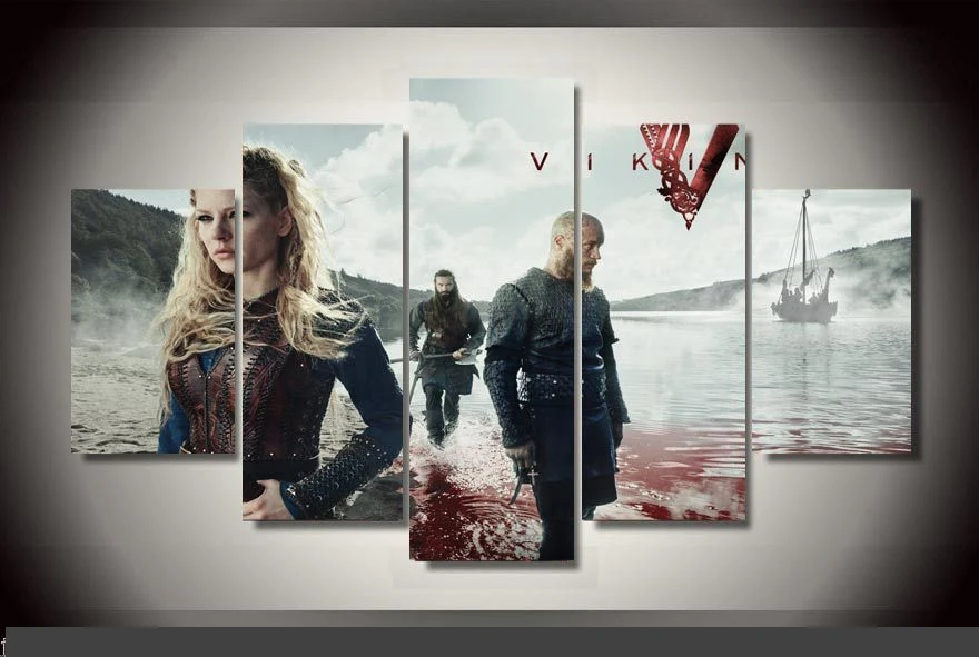 

Artistic originality Indoor Art Abstract Indoor Decor R5 Vikings Serial print poster canvas in 5 pieces