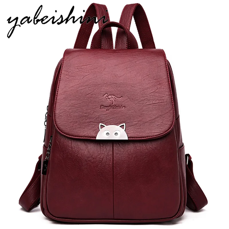 

Women's travel backpack female leather Shoulder Bags Sac a Dos cuero Mochilas mujer 2019 backpack Women's school Femme mochila