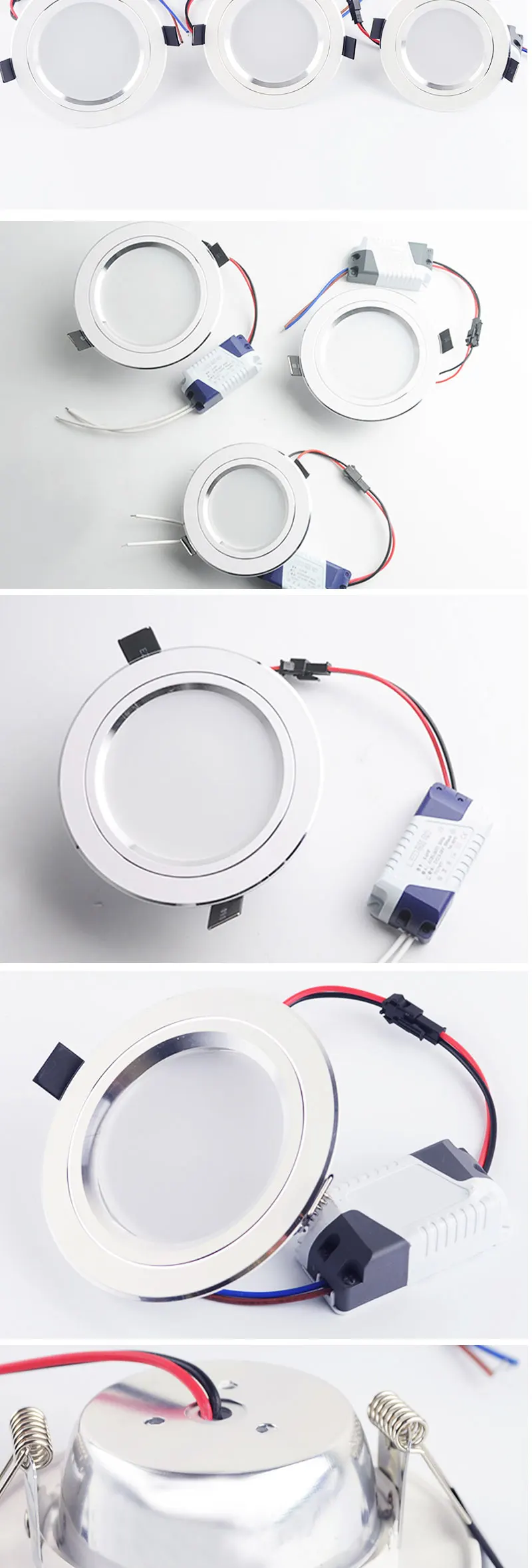 LED Spot Light 5W 9W 15W 18W Silver White Ultra Thin AC 110V 220V Round Recessed LED Downlight LED Spot Lighting 12W