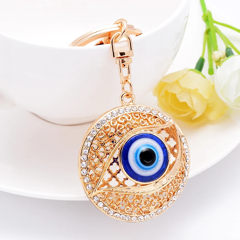 

New Evil Eye Keychains Keyring Fashion Rhinestone Animal Metal Key Chain Ring For Women Gift Charms Pendant Jewelry CH720