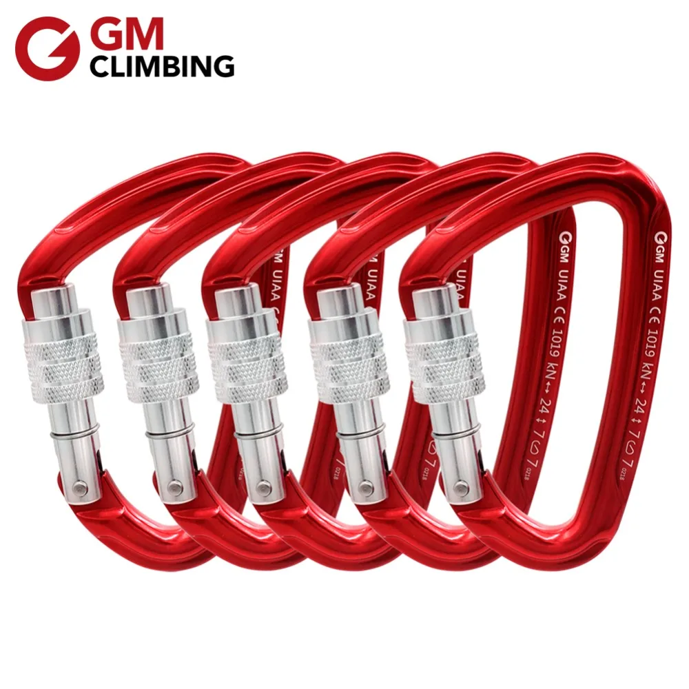 GM CLIMBING Carabiner 24kN CE / UIAA D Shape Screw Locking Rock