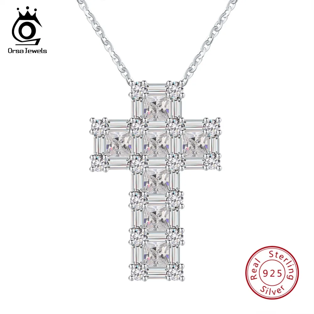 ORSA JEWELS 100% Стерлинговое Серебро 925 пробы подвеска в виде креста ожерелья для