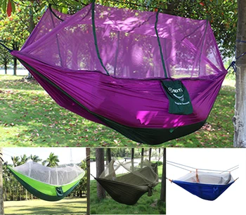 

Outdoor camping Mosquito net sleeping hammock High strength parachute Fabric double hanging bed