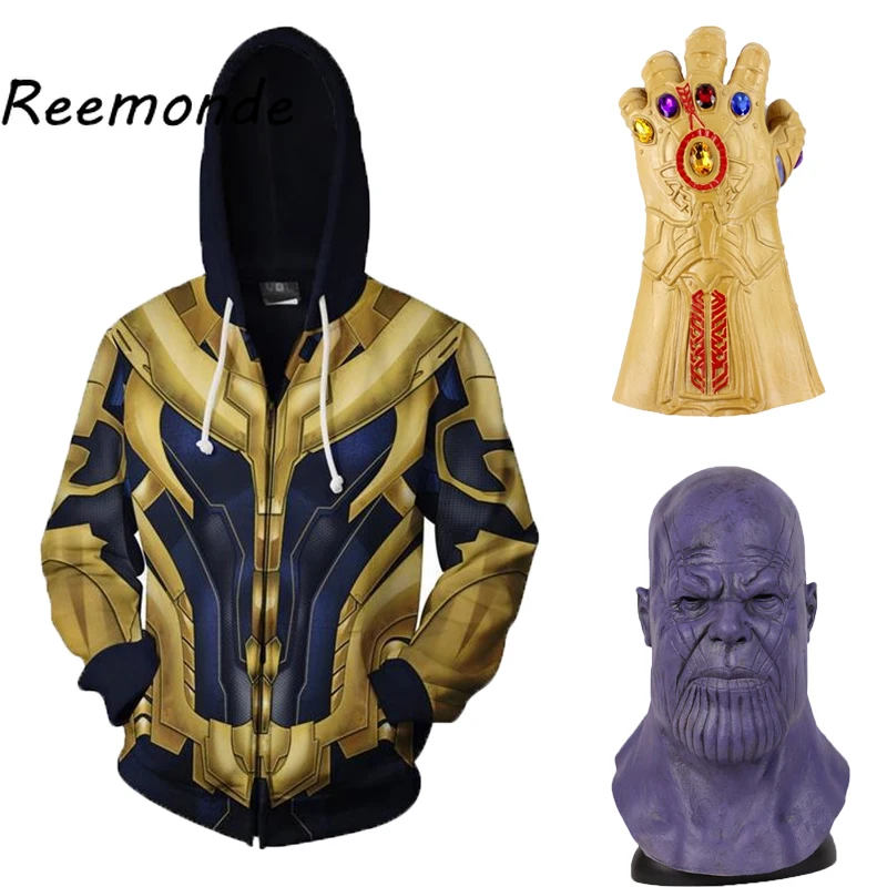 

Avengers Endgame Thanos Cosplay Costumes Hoodies Sweatshirts For Men Male 3D Print Fashion Cool Jacket Halloween Zipper Clothes