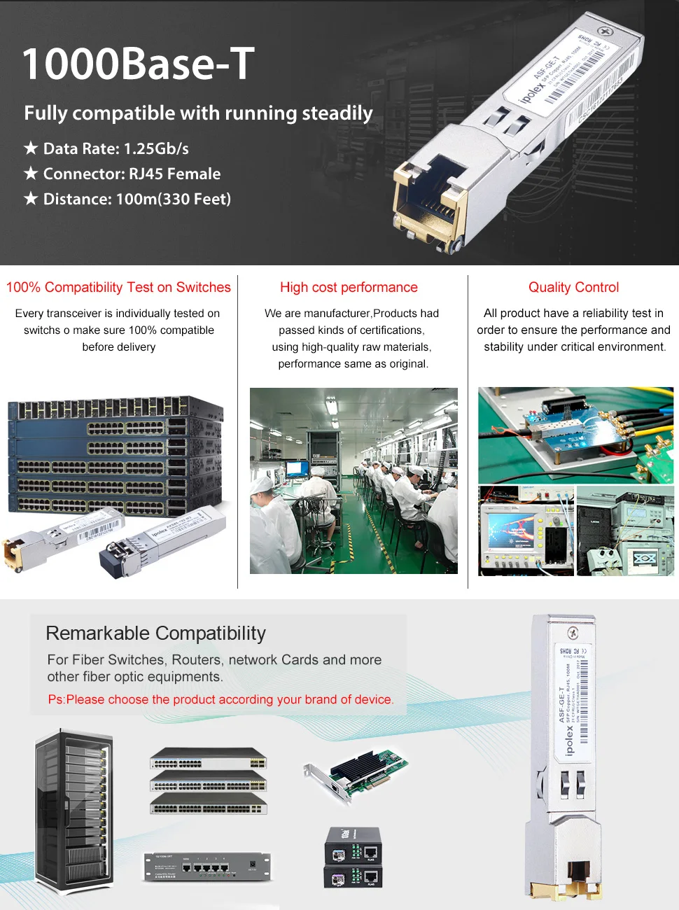 HPE JD089B 1000Base-T SFP RJ45 трансивер CAT5e Медь 100 метра Gigabit RJ-45 Медь трансивер sfp-модуля