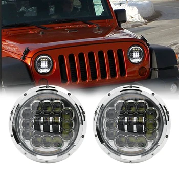 

For Lada Niva 4x4 Suzuki Jeep Headlight 7 Inch LED H4 White DRL 7" Head Lights Lamps with Amber Turn Signal moto Light 2PCS