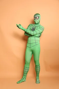 

(SN825) Super Quality Unisex Adult Full Body green Lycra Spandex Superhero Cosplay Spiderman Zentai Suits Halloween Costume