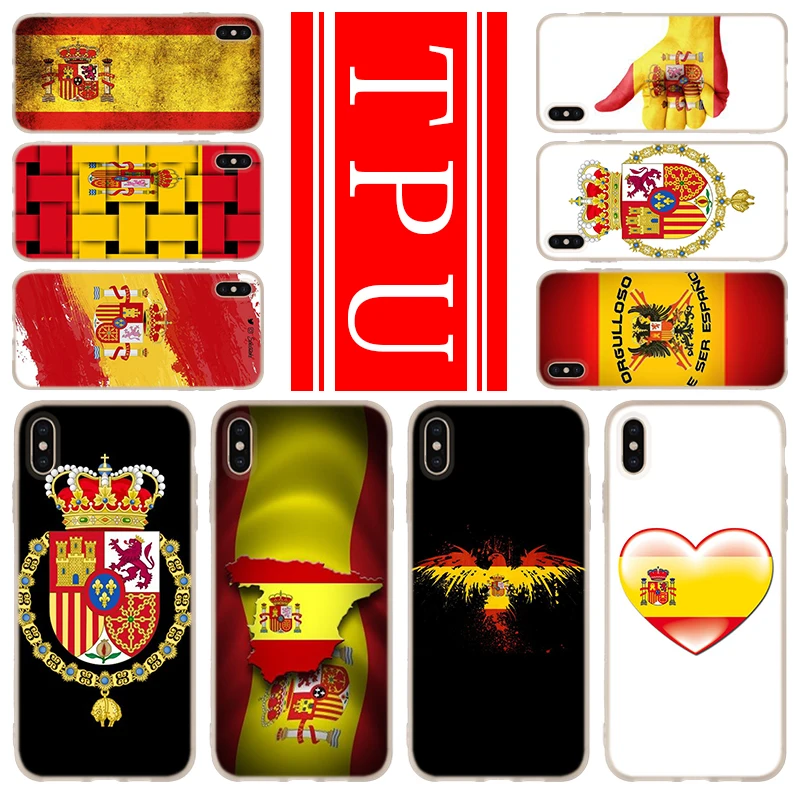 soft TPU case For iPhone 12 Mini 11 Pro XS Max XR X 8 7 6 Plus 5S SE S Cover Spain Spanish flag 2020 | Мобильные телефоны и