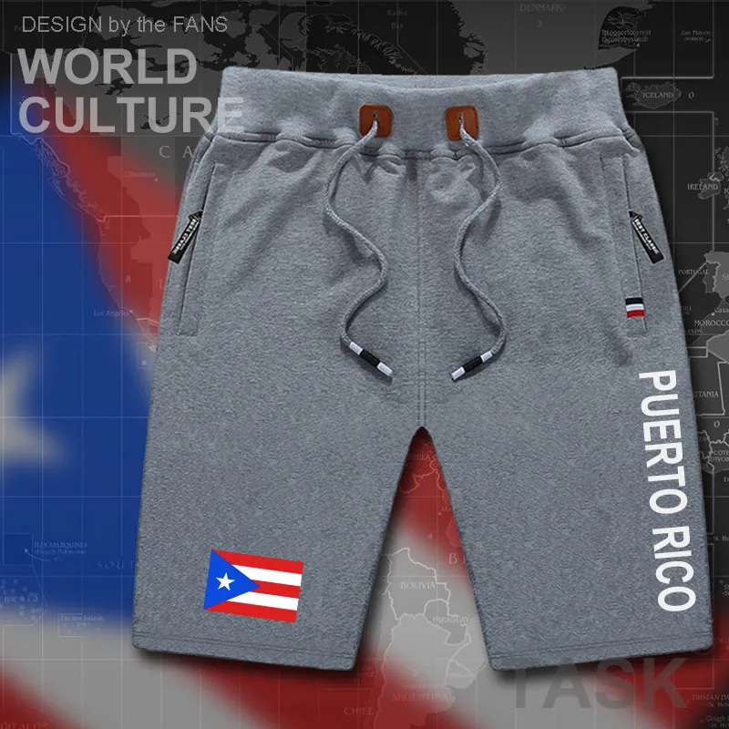 Mens Beach Shorts Half Puerto Rico Flag Half USA Flag Love Heart Patterned Gym Jogging Shorts