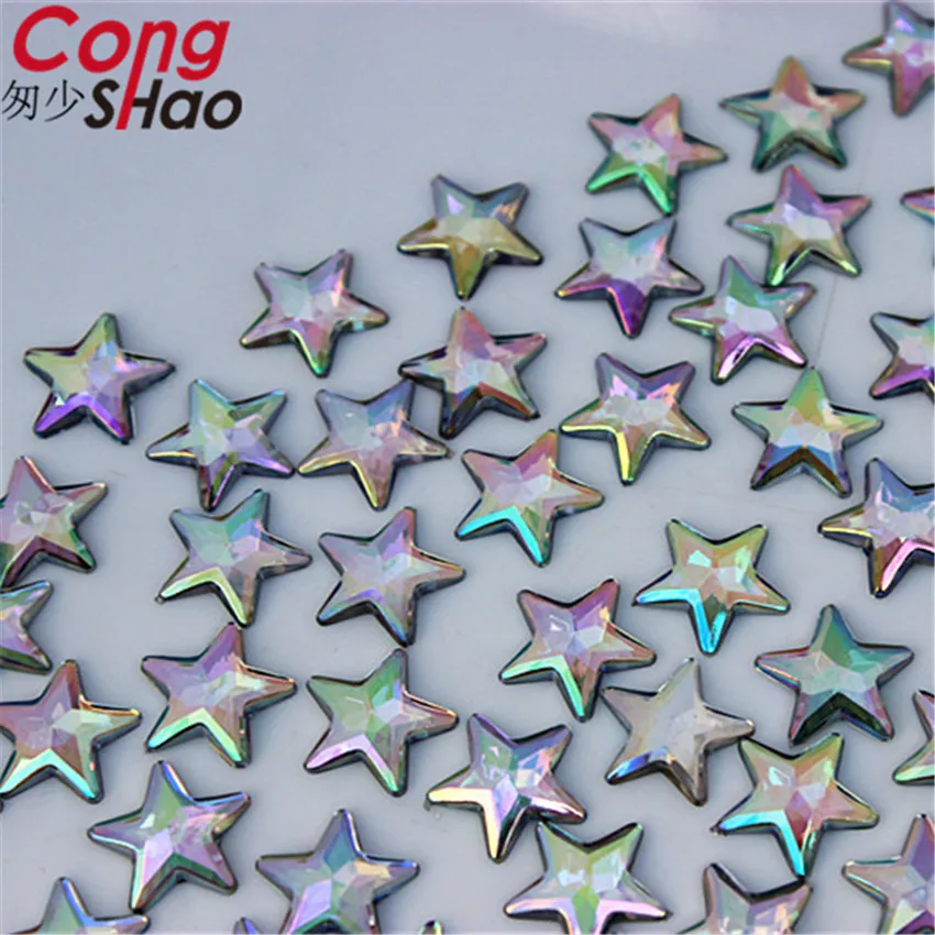 Cong Shao 200PCS 12mm 다섯개 스타 아크릴 라인 석 돌과 크리스탈 Flatback DIY 의류 장식 공예 CS86
