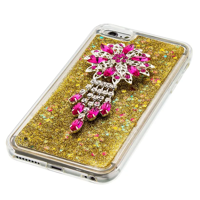 Bling Снег Жемчужина Металл Кристалл Алмаза Жидкий Песок плывун Для iPhone 7 плюс 6 S 5 5S