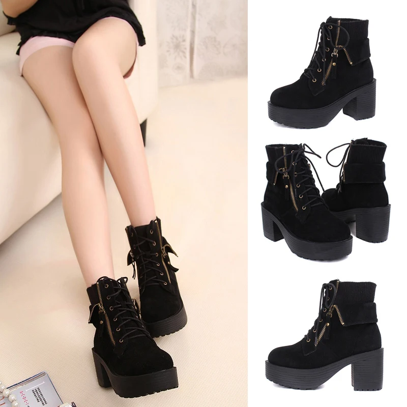womens black suede lace up boots