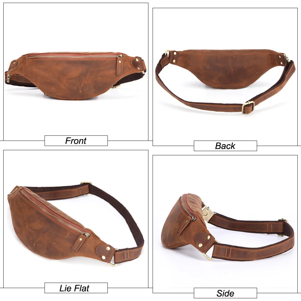 P. Kuone натуральная Crazy Horse кожа сумки на пояс для мужчин Путешествия Fanny Pack 120 см