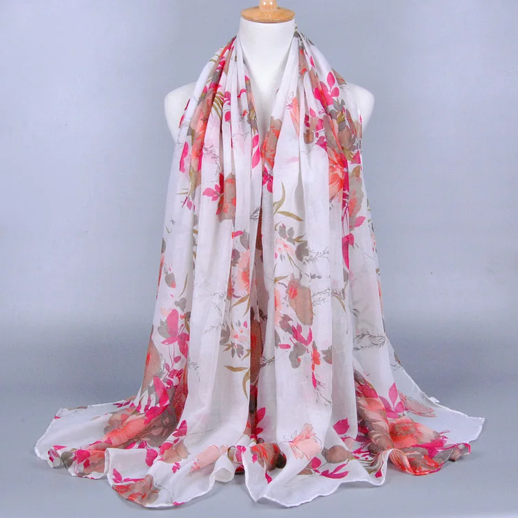 

Fashionable and light Chinese peony flowers Bali yarn tourism sunscreen women's balcony shawl BS155