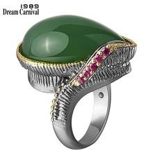 DreamCarnival 1989, anillos Vintage a un precio increíble para mujer, aniversario de bodas, verde, fucsia, Zircon, Color dorado, joyería WA11614