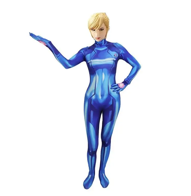 Cena Gra Samus Aran drukowanie kombinezony kostium cosplay na halloween Unisex jednoczęściowy komplet z długim rękawem Zentai garnitur Lycra body