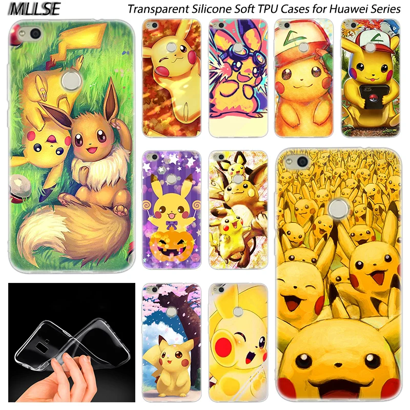 

Anime Pokemons Pikachu Silicone Case for Huawei NOVA 3 3i 4 Honor 7A Pro 7S 6X 7X 8X 8 9 10 Lite Play View 20 Fashion Cover