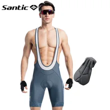 Santic Велоспорт нагрудник шорты для мужчин Pro Fit мягкий дорожный для горного велосипеда с лямками мужские короткие леггинсы 4D Pad Летний нагрудник брюки для езды на велосипеде спортивная одежда