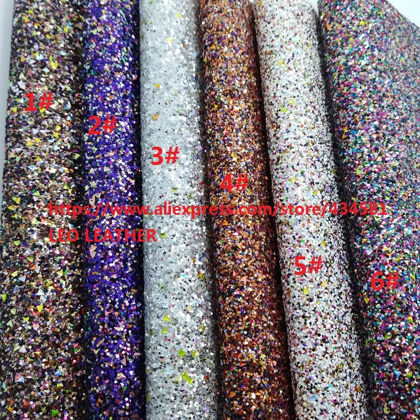 Chunky glitter Leather with Faux Leather Fabric Glitter Chunky glittle