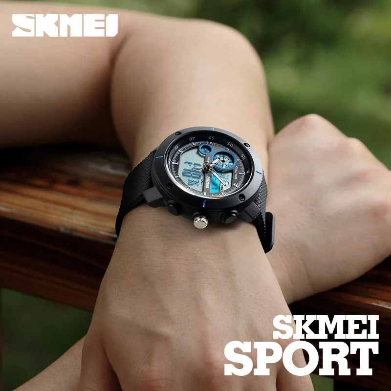 Модные Для мужчин спортивные часы 2018 SKMEI Марка Роскошные Часы с двойным табло