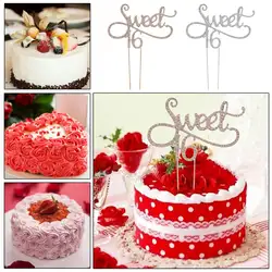 OOTDTY сладкий 16 торт Топпер 16th день рождения темы со стразами украшения юбилей поставки золото/серебро