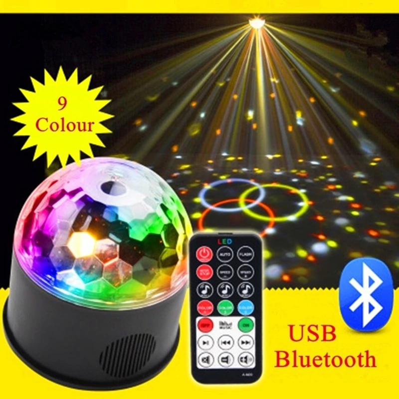 

Zhenlong 9 Colors Crystal Magic Ball Led Stage Lamp Car Bluetooth Disco Laser Light Party Lights Sound Control USB Stage Light