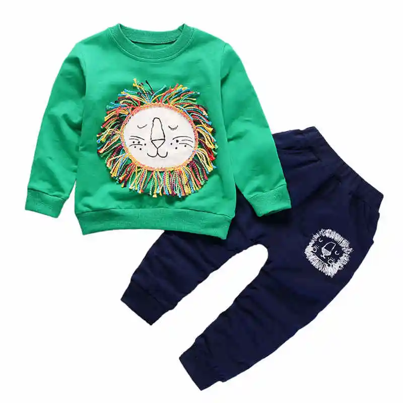 BibiCola/комплекты одежды для новорожденных мальчиков; модные спортивные костюмы для малышей; сезон весна-осень; Повседневный Спортивный костюм с рисунком для маленьких мальчиков - Цвет: green