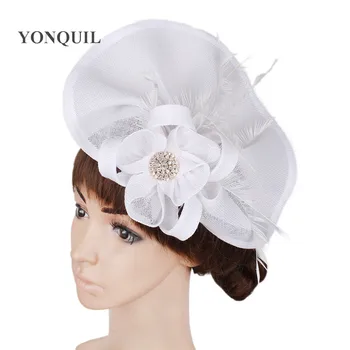 

hair clip fascinator with flower feather women party accessory white wedding haircombs Occasion headwear New listing multicolors