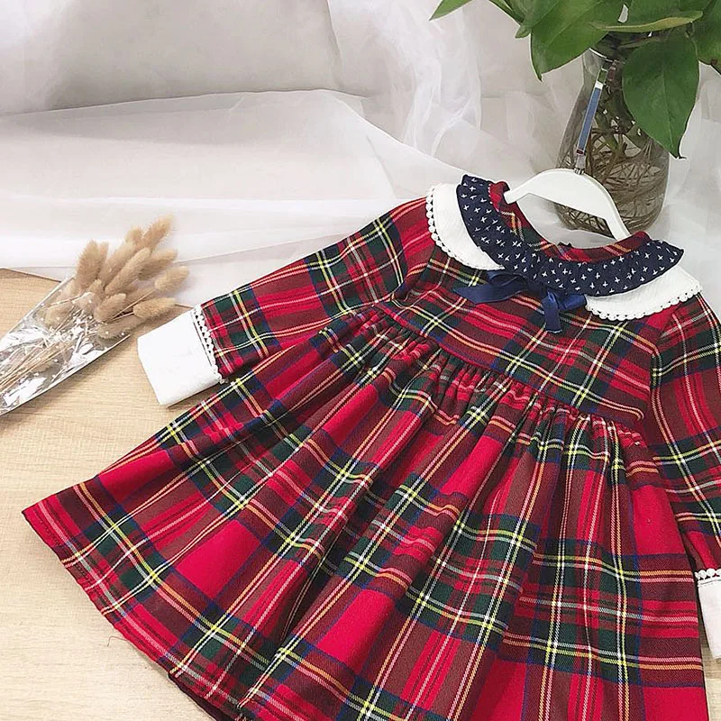 Roimyal/, весеннее клетчатое платье в британском стиле классическое двухцветное платье с длинными рукавами, с ветрозащитной подкладкой, для школы, для детей от 2 до 7 лет