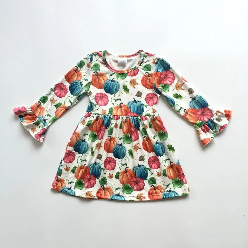 

baby girls clothes children clothing girls Halloween dress girls fall dress long sleeve dress with pumpkin print