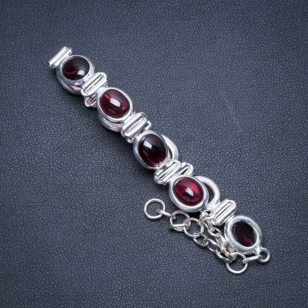

Natural Amethyst Handmade Unique 925 Sterling Silver Bracelet 6 3/4-8" S2048