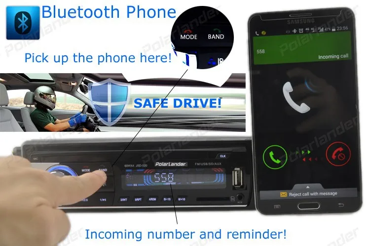 Car Radio Stereo Player Bluetooth Phone AUX-IN MP3 FM/USB/1 Din/remote control 12V Car Audio Auto 2017 Sale New