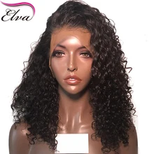Волосы ELVA 13x6 человеческие волосы на кружеве Парики 150 плотность парик из волнистых волос с детскими волосами предварительно сорванные волосы бразильские волосы remy