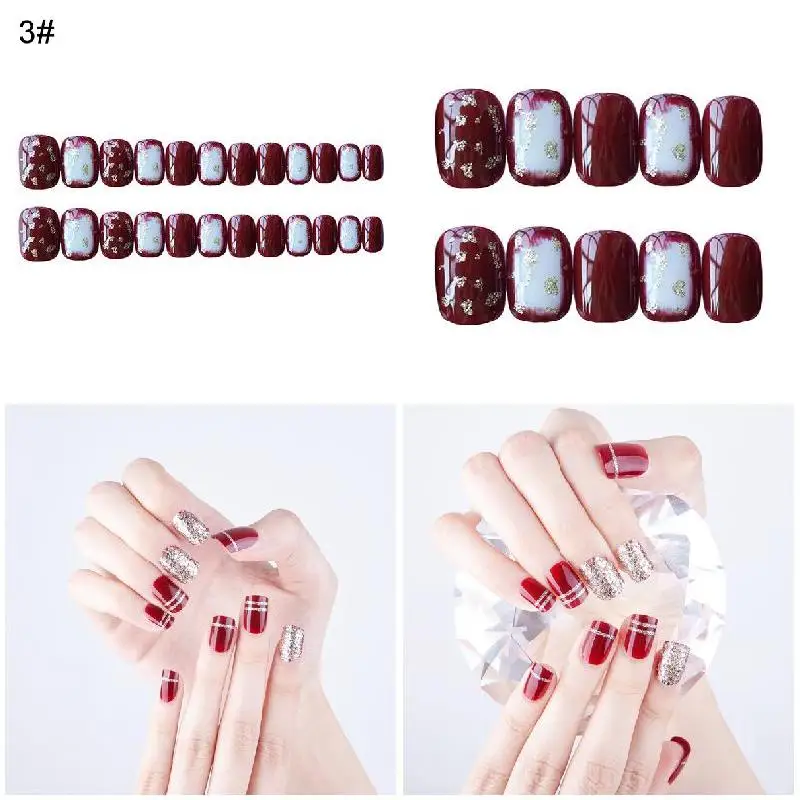 

24 Pcs/Set Women Full Nail Tips Ladies Fake Fingernails Nail Art Decoration Tool Nail Decorating Fake Nail Decorations
