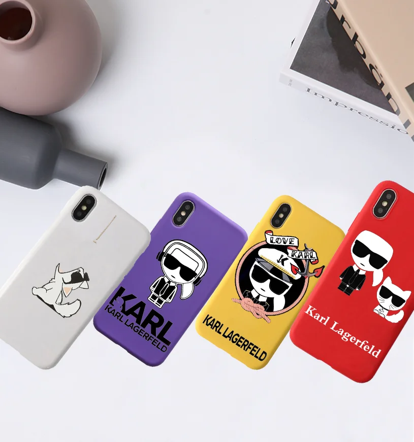 

Karl Lagerfeld Candy Color TPU Case phone For iphoneX 7 8 XS XR XSMAX Red Yellow purple White Cover
