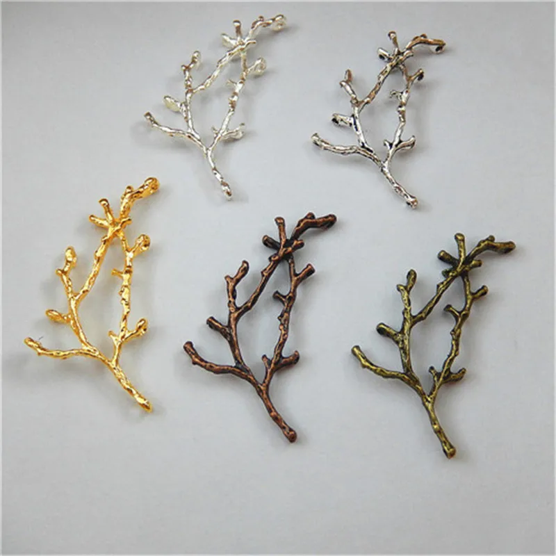 GraceAngie 30PCS Copper Suspension Tree Branch Handmade Crafts Holes Charms Hanging Jewelry Finding Accessory 52*23*3mm