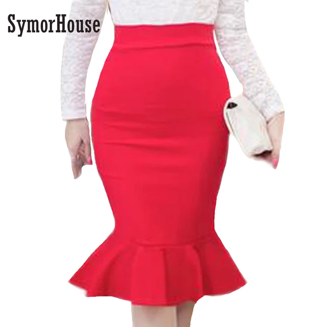 hot sale women skirts plus size high waist bodycon skirt black red red skirts plus size
