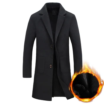 

2019Men's Winter Trench Coat Men Brand New Long Wool Trench Coat Single Breasted Windbreaker Overcoat Manteau Homme male parka