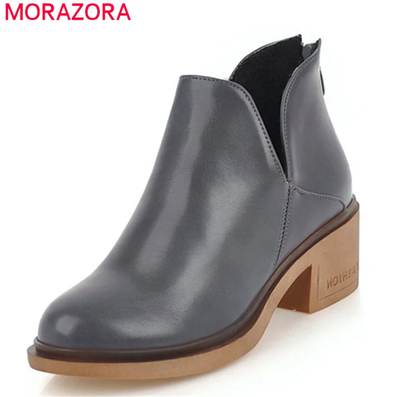 

MORAZORA 2020 big size 34-43 ankle boots for women top quality pu autumn winter boots square heels shoes woman boots