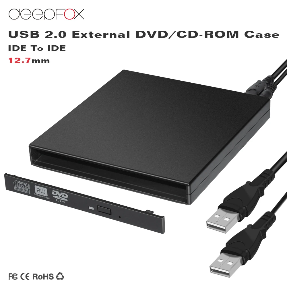 Внешний DVD RW Корпус чехол USB 2,0 Слот в DVD 12,7 мм IDE чехол для оптического привода ECD002