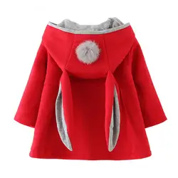 2018 весенне-осенняя верхняя одежда для малышей, куртки с капюшоном и милым кроликом для маленьких девочек, детские пальто с помпонами