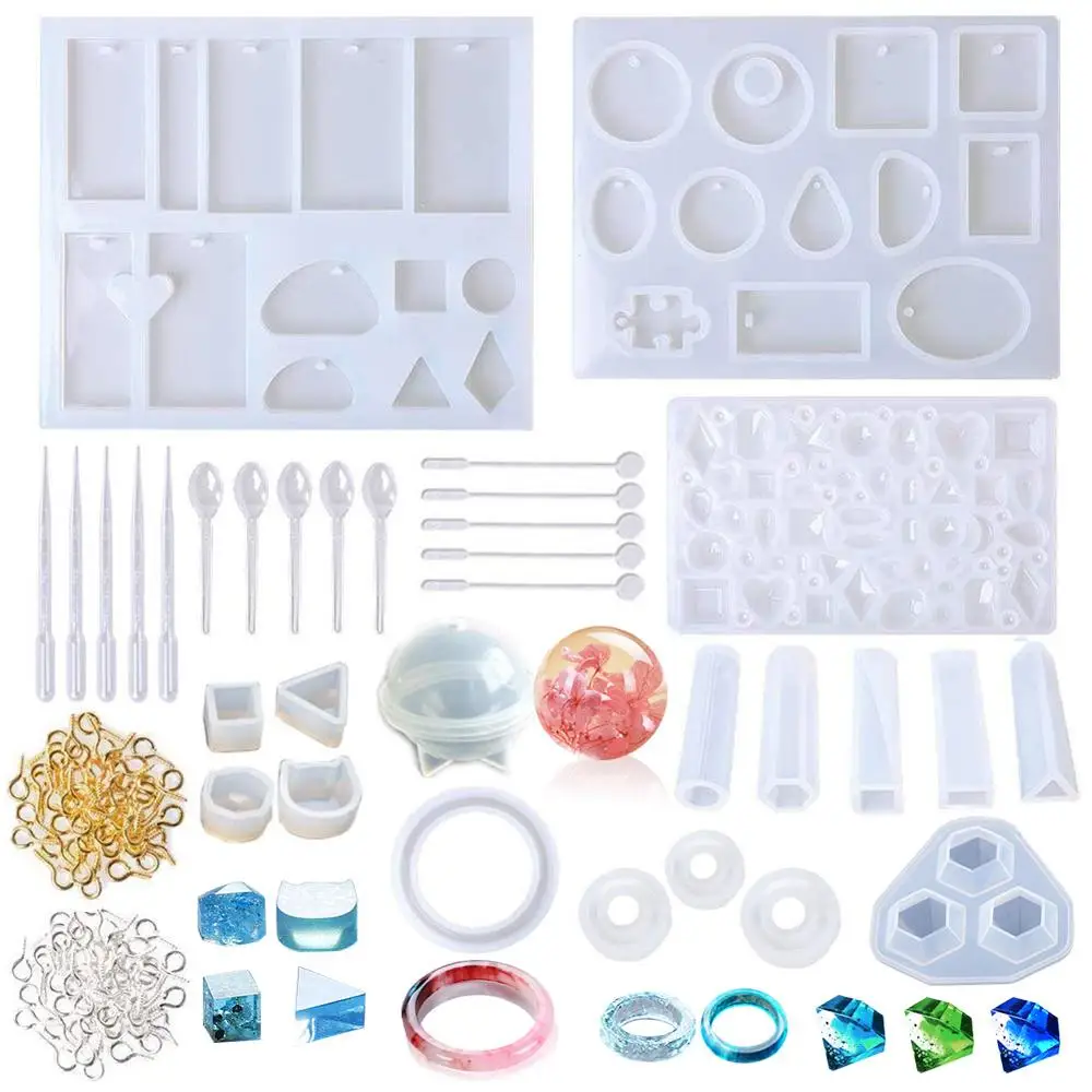 233 Pcs Resin Jewelry Casting Molds Tools Set Silicone Necklace Pendent Jewelry Molds for Hand DIY Jewelry Craft Making