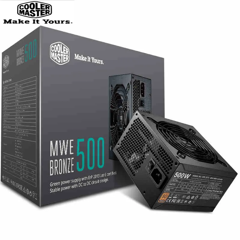 Cooler Master PC PSU компьютерный блок питания Номинальная мощность 500 Вт 500 Вт 12 см вентилятор 12 В ATX PC блок питания BRONZ 80PLUS для игры в офис