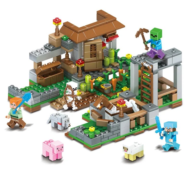 

390pcs Children's educational building blocks toy Compatible minecrafted city small village figures children Toys gift