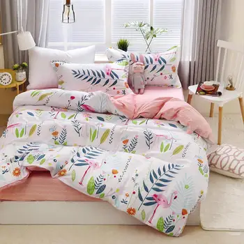 

Elegant Floral Bedding Set Polyester Cotton Bed Linen Sets 4pcs Bedspreads Kids Twin Size Blue Duvet Cover Bed Sheet Set