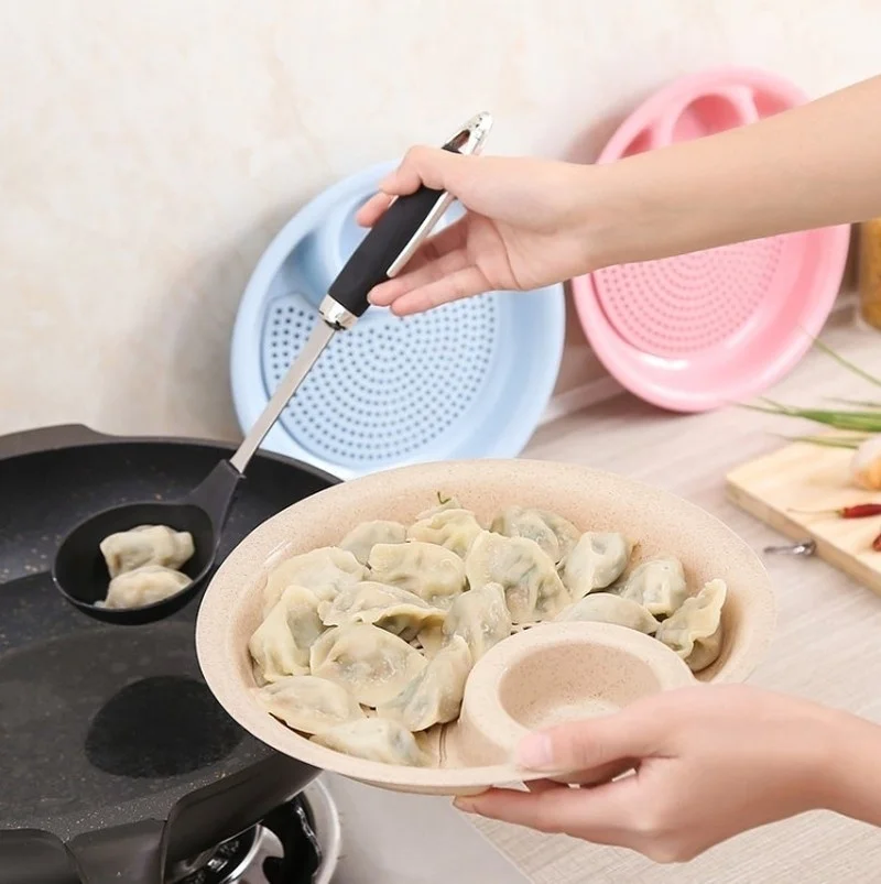 

Kitchen Dual-layer Wheat Straw Disc Tool with Mini Spices Dish Fruit Bowl Dumplings Dish Tableware